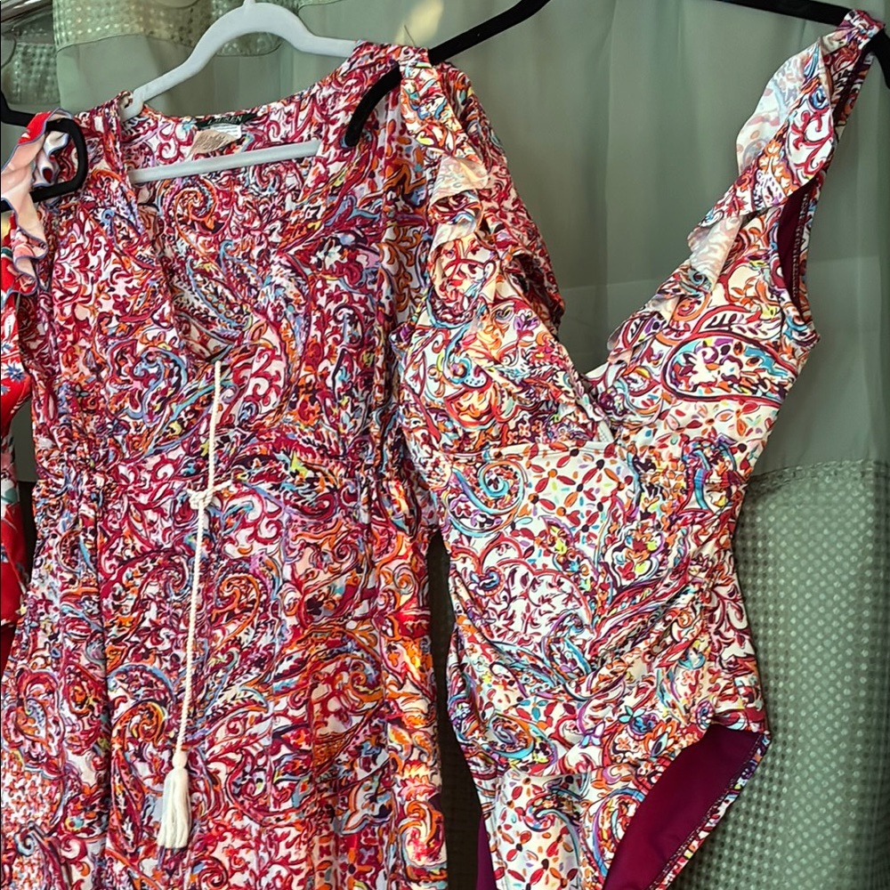 Lauren Ralph Lauren Red and Pink One Piece Swimsuit